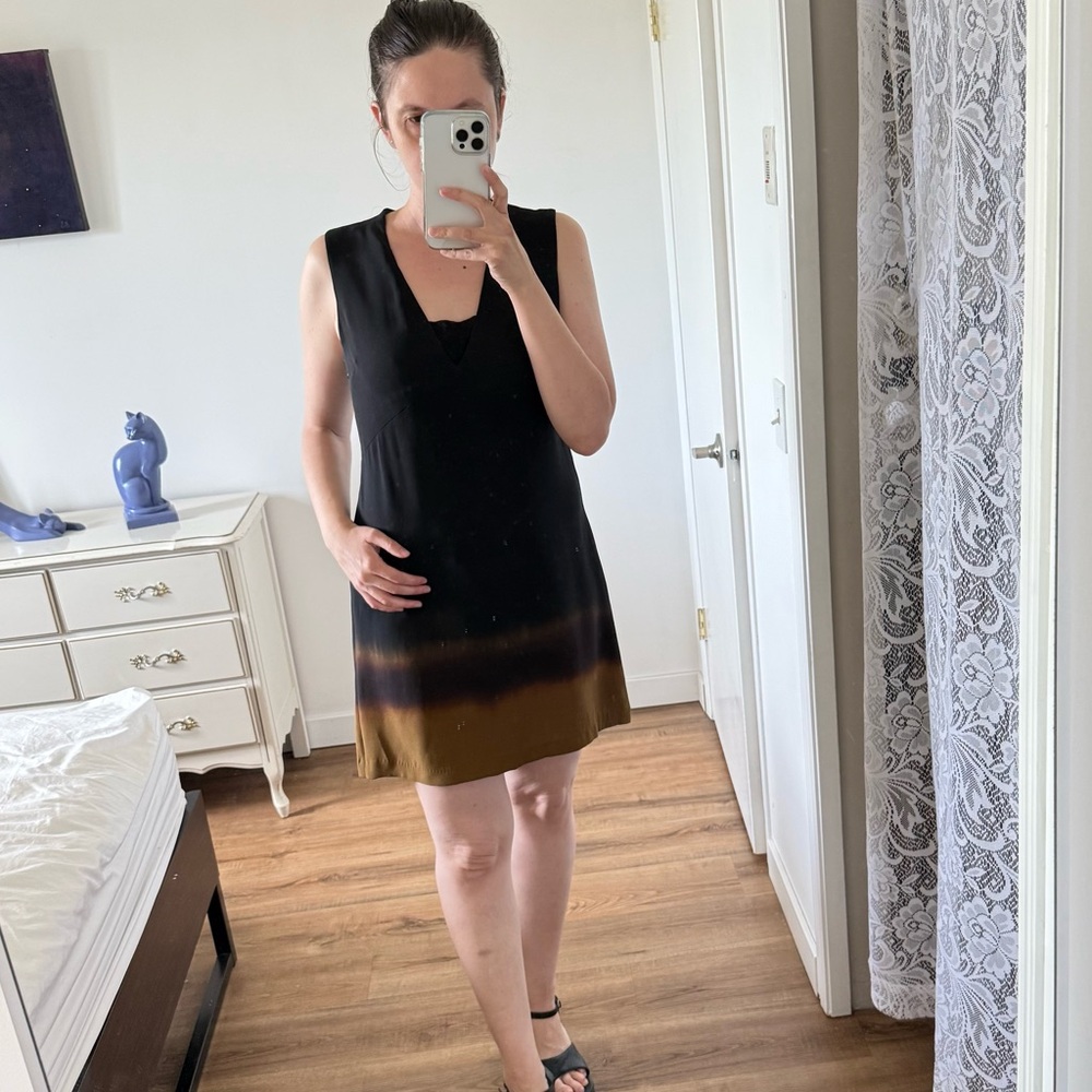 A.L.C. Black  100% Silk Ombre Sheath Mini Dress Black Brown Minimalist  4